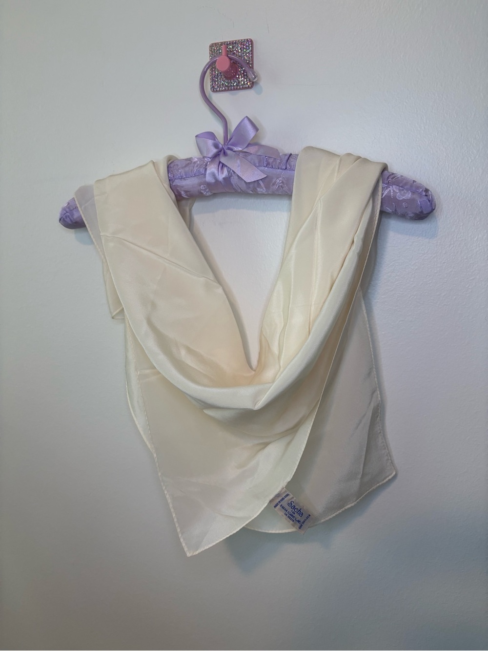 Vintage Sacha Cream Silk 30 inch Square Scarf - Elegant Chic Capsule Staple